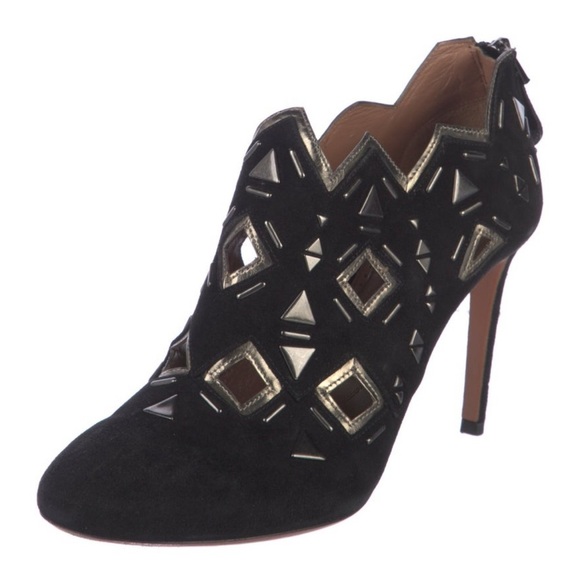 ALAÏA Black Suede Cutout Booties | IT 41 (US 9.5) | Stiletto Heel Booties - Picture 2 of 5